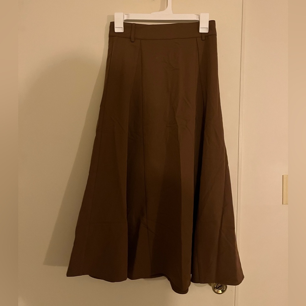 RIHOAS Chocolate Brown Midi Skirt